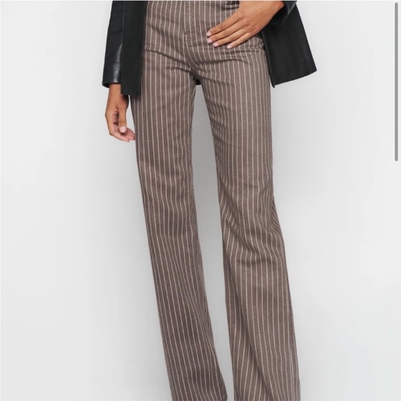 Reformation Jeans Wilder High Rise Wide Leg Jeans in Cacao Pinstripe Size 23 - Picture 9 of 10